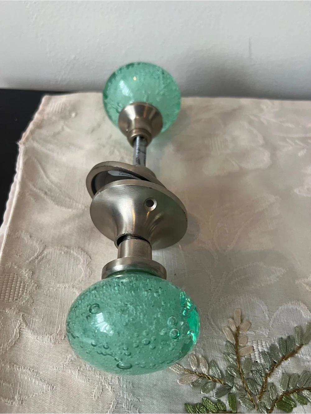 Discontinued Anthropology Sea-foamBubbled Glass Doorknobs